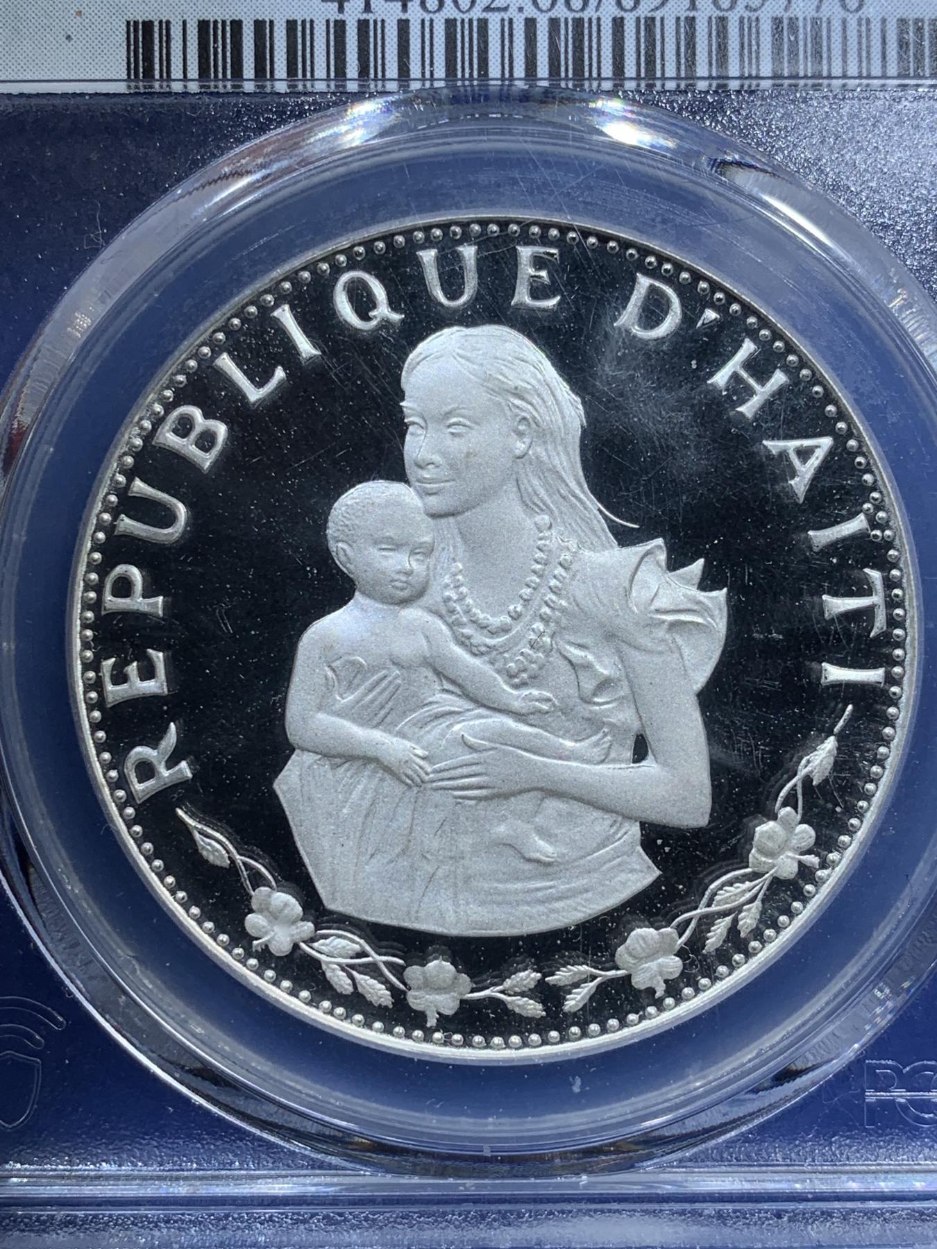 《竞宝斋》第270场- 周日，周一，周二  3场连拍 （全场包邮） PCGS PR68DCM 海地 1973年 怀抱孩子的妇女 50古德 银币