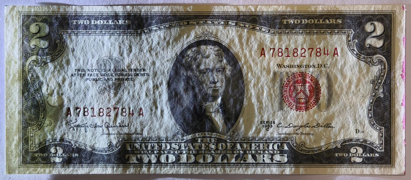 紫瑗钱币——第353期拍卖——纸币场 美国 1953年 C序列 托马斯·杰斐逊 2美元 红印 政府券 UNC-