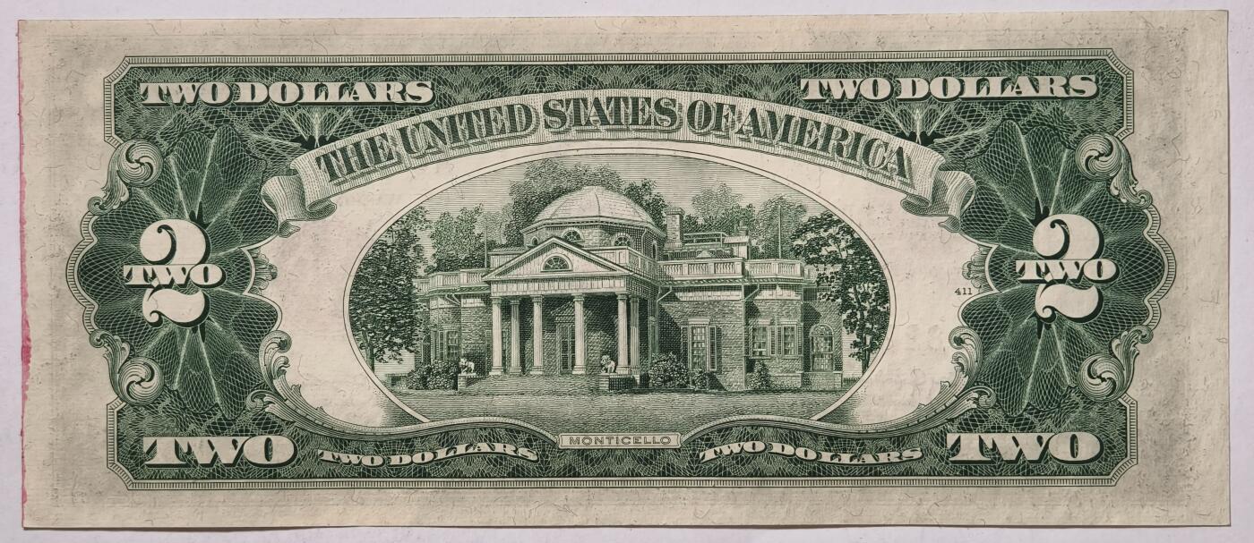紫瑗钱币——第353期拍卖——纸币场 美国 1953年 C序列 托马斯·杰斐逊 2美元 红印 政府券 UNC-