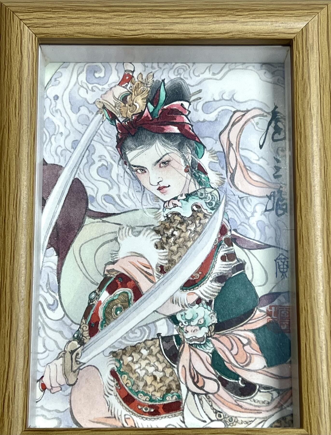 白泽拍卖卡牌专场第2期 2024 李广手绘扈三娘大卡 已装裱