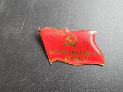荷兰-泰兰勋赏制服拍卖 - 越南小旗帜--社会主义共和国第六届全国党代表大会第十五军团出席证章 与苏联的代表证章一脉相承 唯一不同的是越南不刻号 
