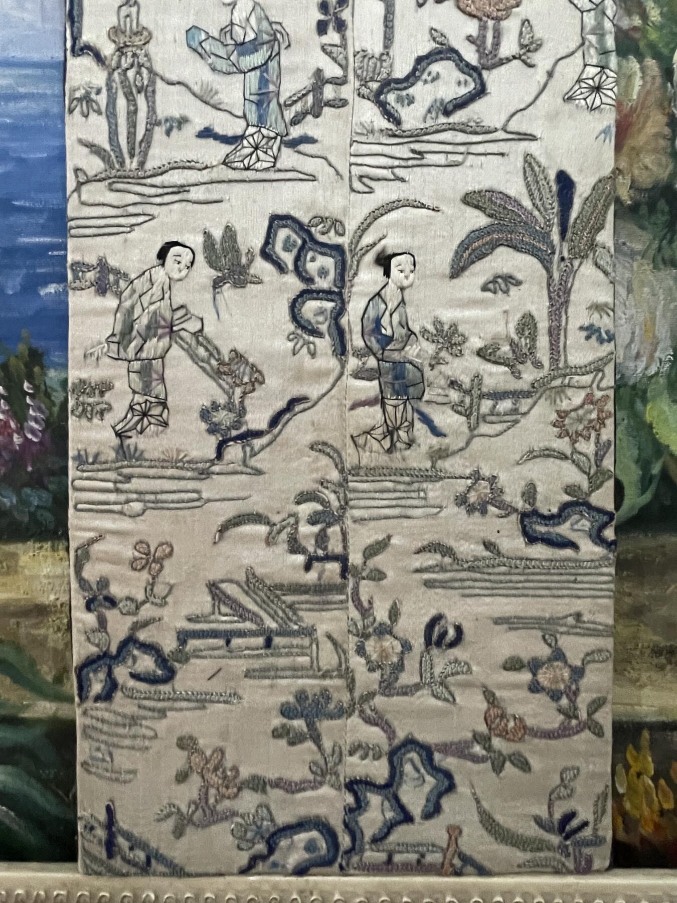 海外回流精品专场（鸽子请绕行） 美国回流清代人物故事题材刺绣