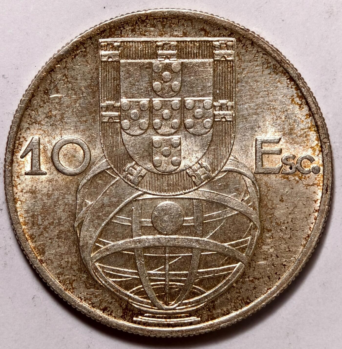 紫瑗钱币——第372期拍卖 葡萄牙 1954年 10埃斯库多 12.4克 0.835银 UNC