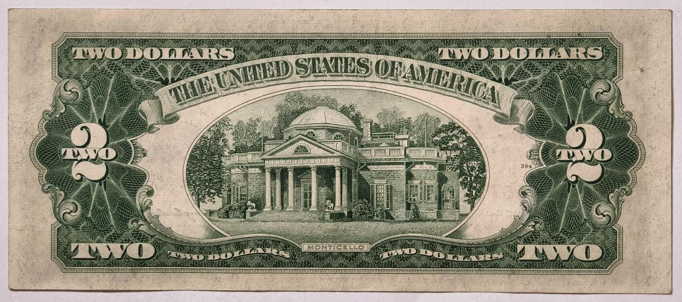 紫瑗钱币——第353期拍卖——纸币场 美国 1953年 B序列 托马斯·杰斐逊 2美元 红印 政府券 UNC-