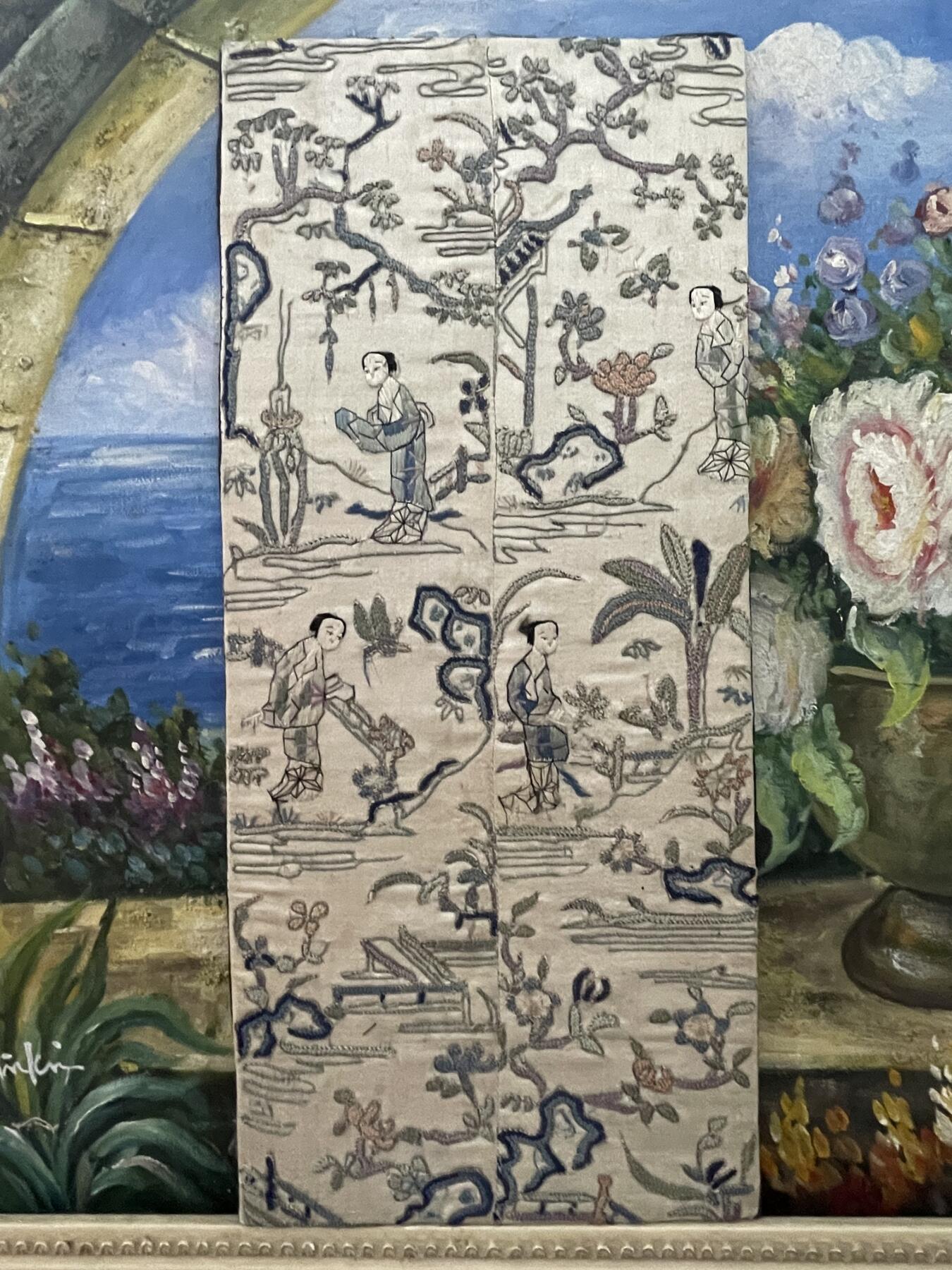 海外回流精品专场（鸽子请绕行） 美国回流清代人物故事题材刺绣