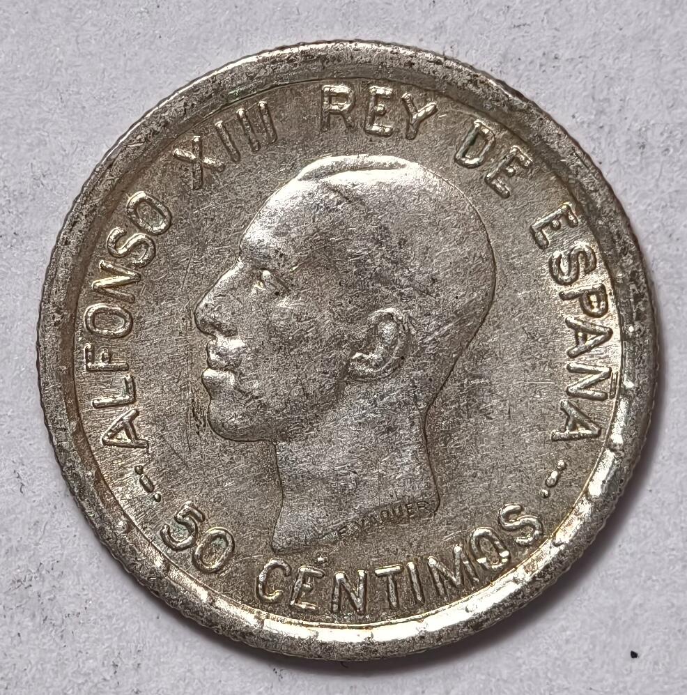 紫瑗钱币——第354期拍卖 西班牙 1926年 阿方索十三世 50分 2.5克 0.835银 UNC