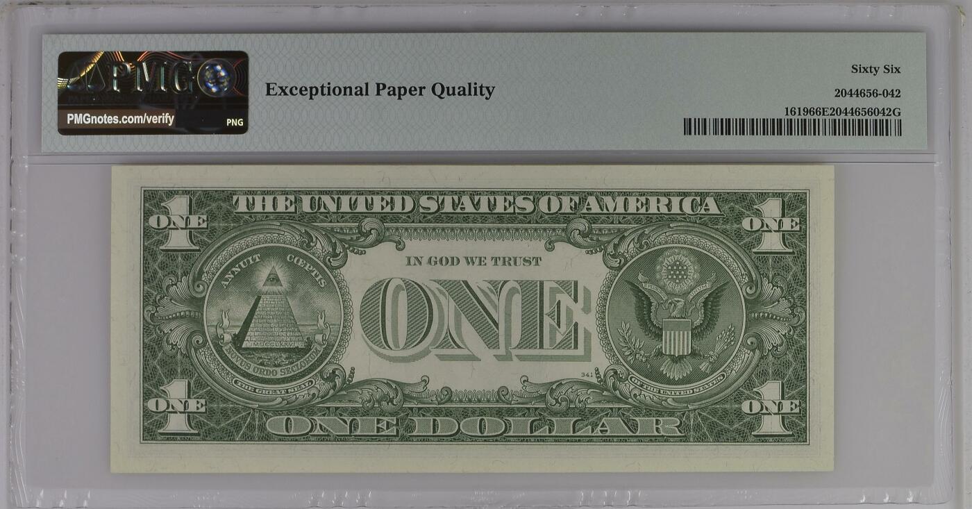 PMG美元专场 葫芦号序列号:A07522244B 1美元蓝库印银圆券Silver Certificate, $1 1957 Small Size