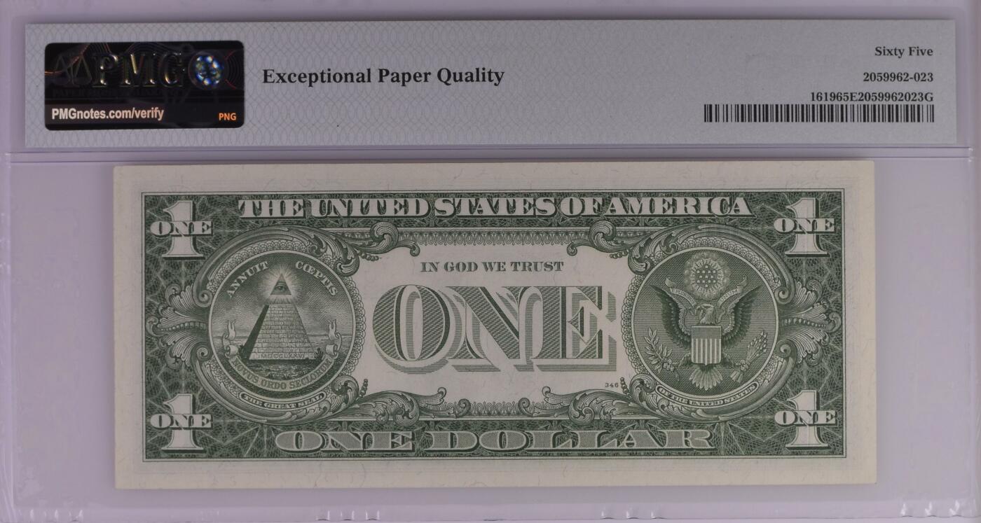 PMG美元专场 豹子身序列号:Y81347778A 1美元蓝库印银圆券Silver Certificate, $1 1957 Small Size