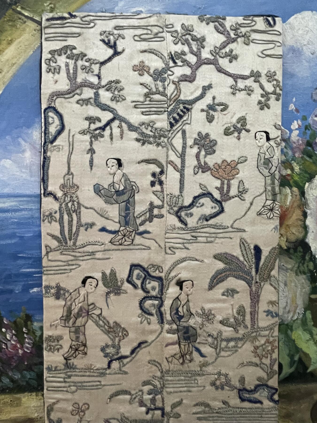 海外回流精品专场（鸽子请绕行） 美国回流清代人物故事题材刺绣