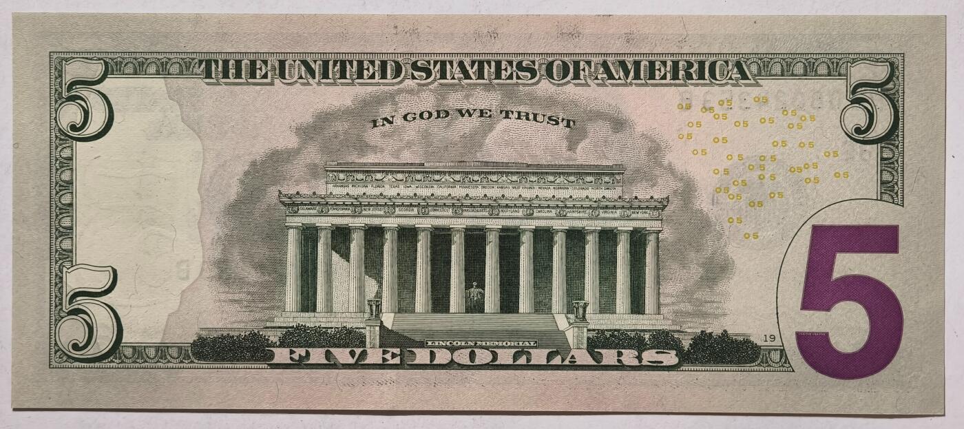 紫瑗钱币——第353期拍卖——纸币场 美国 2021年 B版 无序列 亚伯拉罕·林肯 5美元 彩色版 UNC