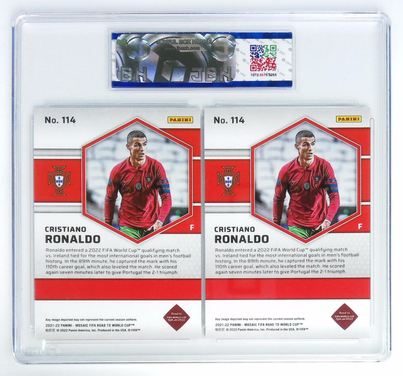 QKPG评级球星卡专场 PANINI MOSAIC WIC QATAR CRISTIANORONALDO #114 JBH双拼卡