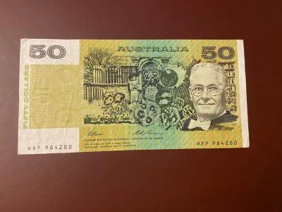 【炜奕收藏】旧钞专场，全场0+1，无最低佣金 - 早期澳大利亚50元纸币，XF品相
