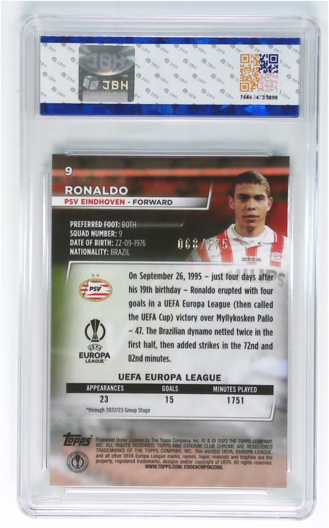 QKPG评级球星卡专场 TOPPS STADIUM CLUB CHROME UEL RONALDO 068/275 #9 极限9.5分