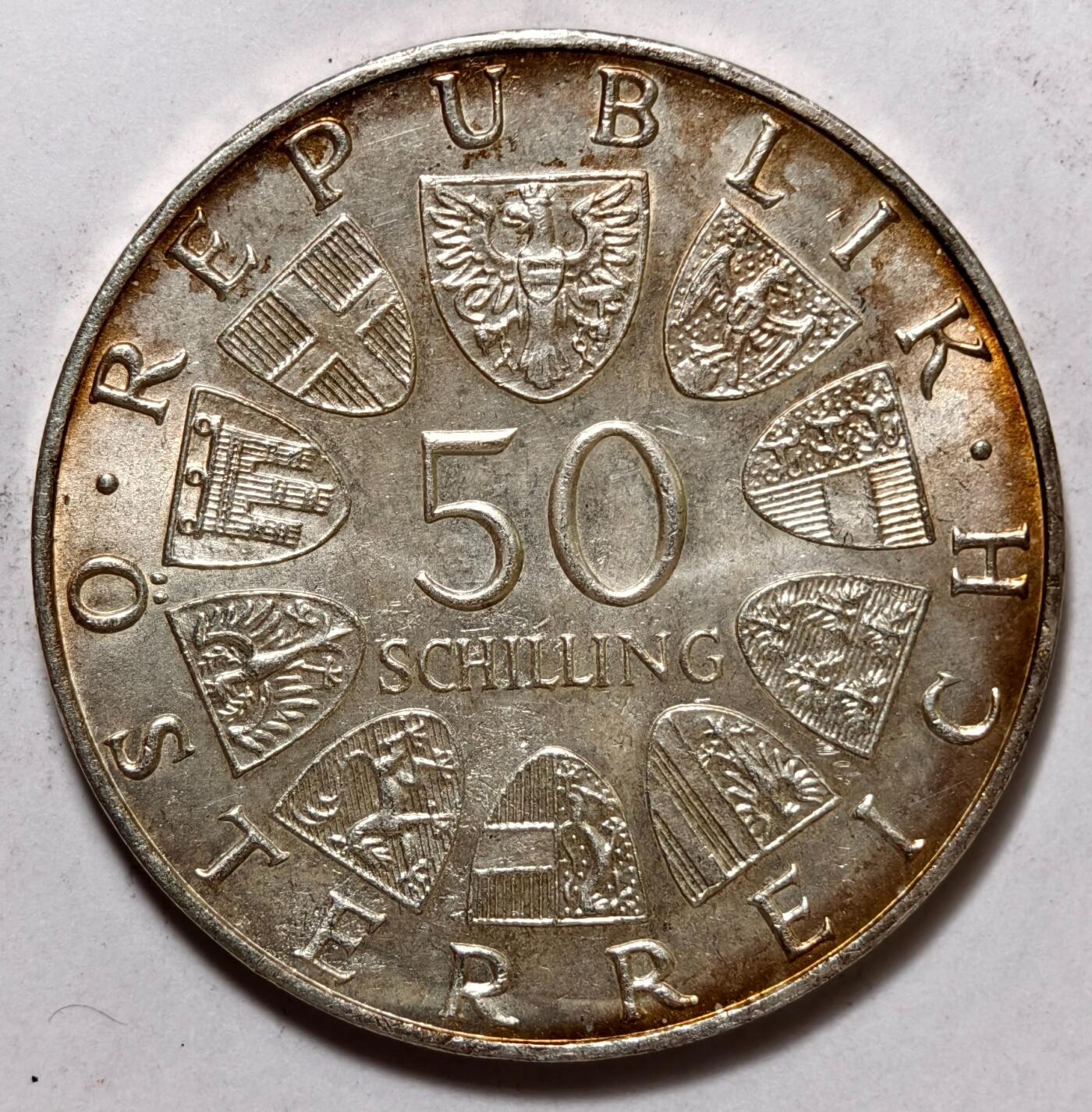 紫瑗钱币——第372期拍卖 奥地利 1970年 总统卡尔蕾纳 诞辰100周年 50先令 20克 0.9银 UNC