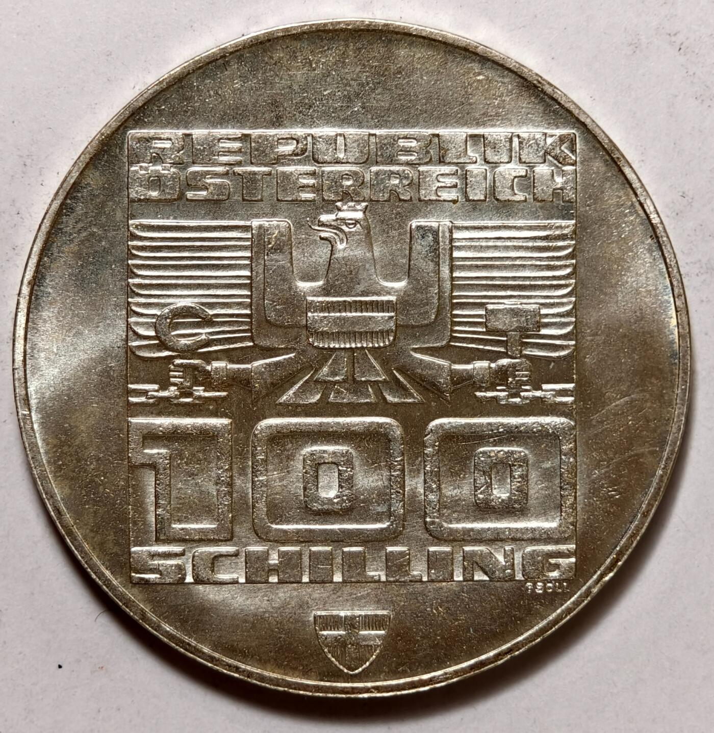 紫瑗钱币——第372期拍卖 奥地利 1976年 因斯布鲁克冬奥运 主会场 100先令 24克 0.64银 UNC