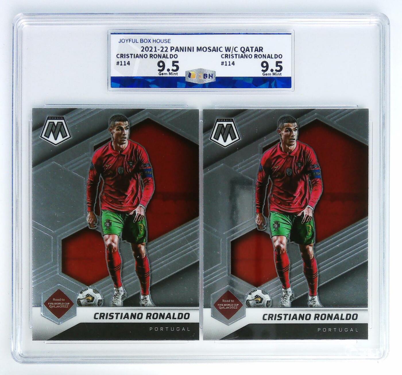 QKPG评级球星卡专场 PANINI MOSAIC WIC QATAR CRISTIANORONALDO #114 JBH双拼卡