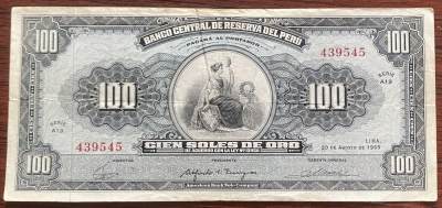 2024年兔爷钱庄第十期非全新纸币拍卖 - 秘鲁1965年100索尔纸币