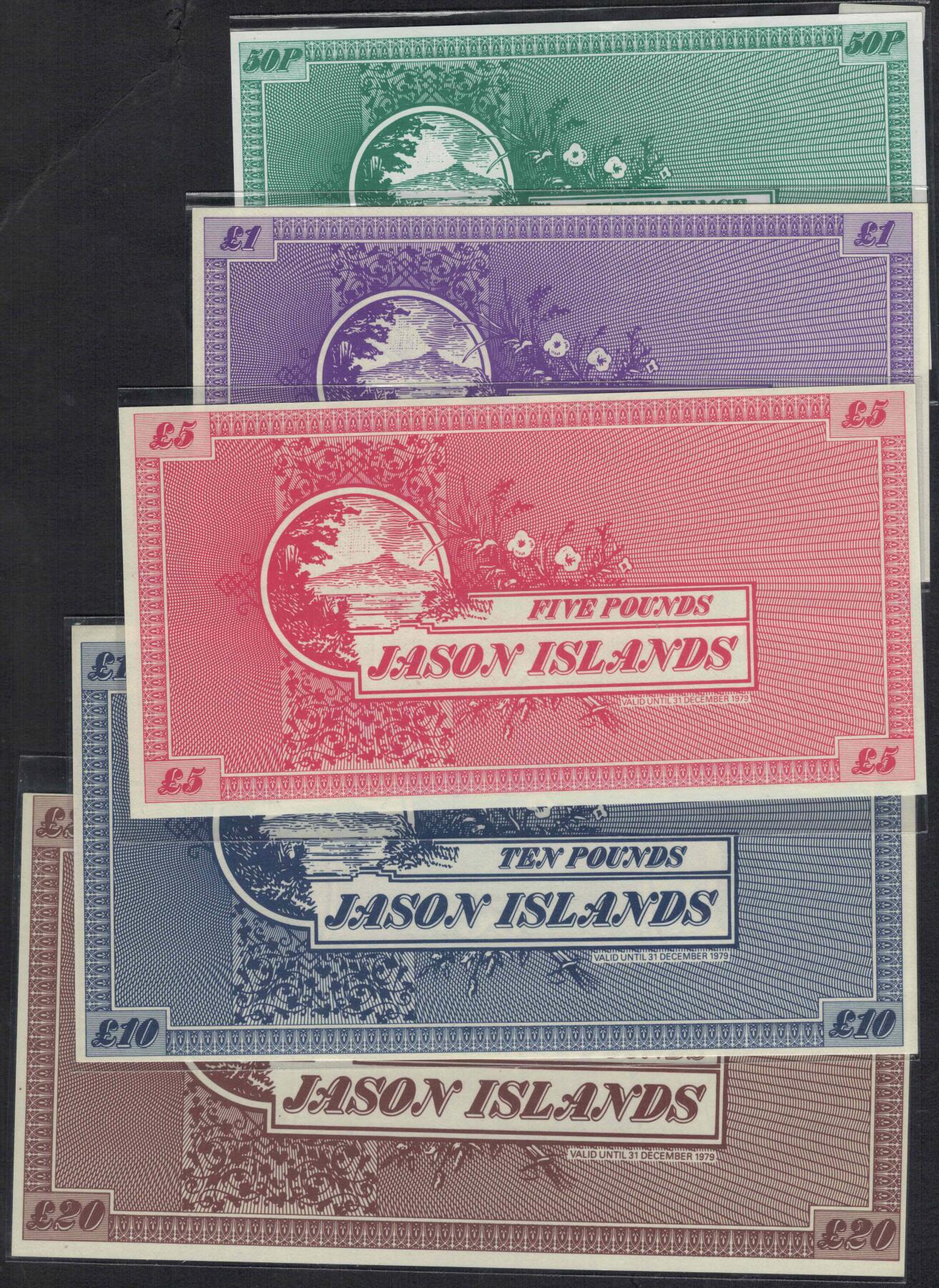 伊阿宋岛1979年0.5 1 5 10 20镑 全套五枚 商业钞 实物图 UNC