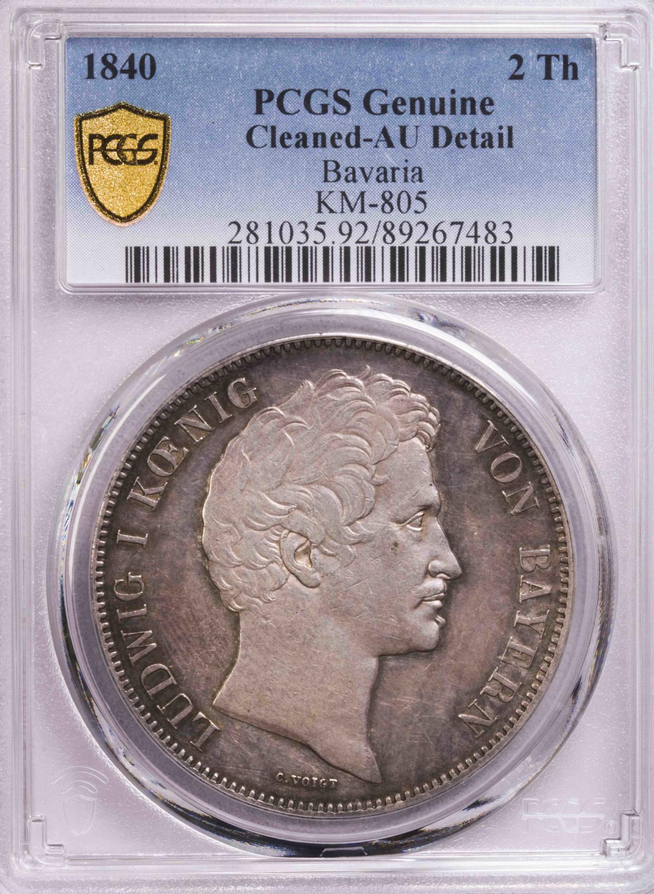 PCGS-AUD 1840巴伐利亚路德维西一世2泰勒大银币