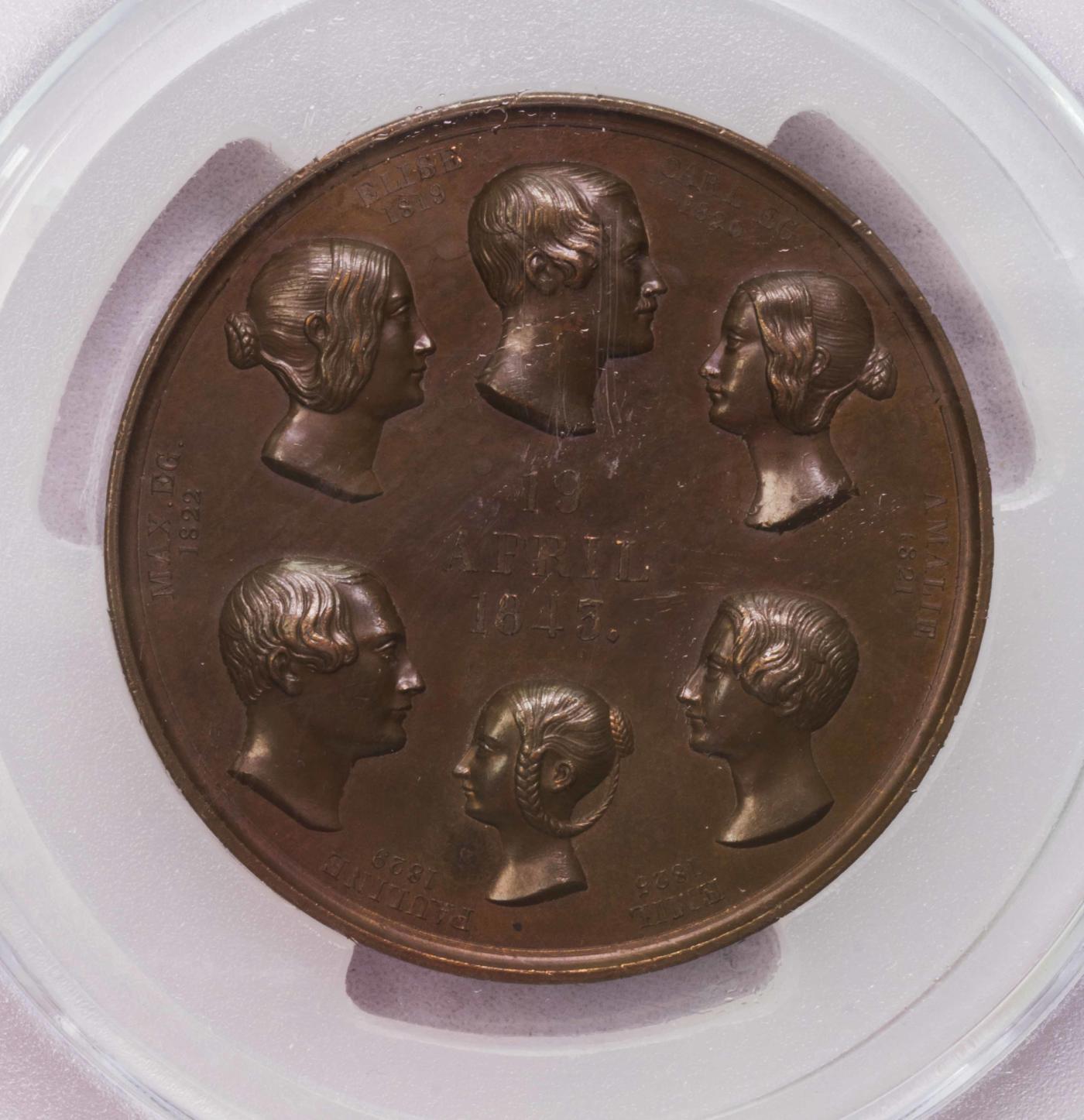 PCGS-SP63 1843巴登全家福大铜章唯一冠军
