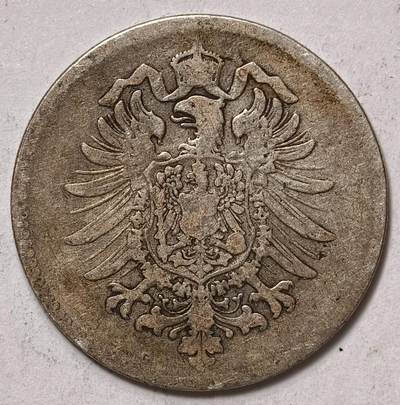 紫瑗钱币——第575期 - 德国 1876年 G版 第二帝国 短翅 1马克 5.5克 0.9银