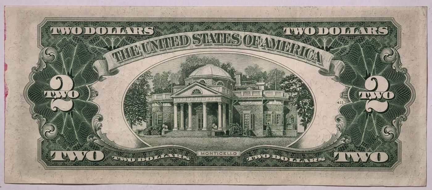 紫瑗钱币——第353期拍卖——纸币场 美国 1953年 C序列 托马斯·杰斐逊 2美元 红印 政府券 AU