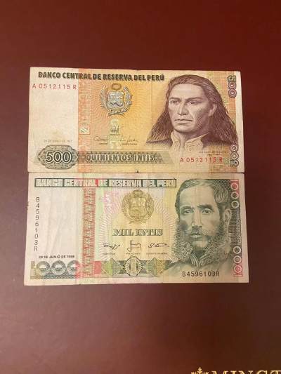 【炜奕收藏】旧钞专场，全场0+1，无最低佣金 - 两张早期秘鲁纸币，流通品相