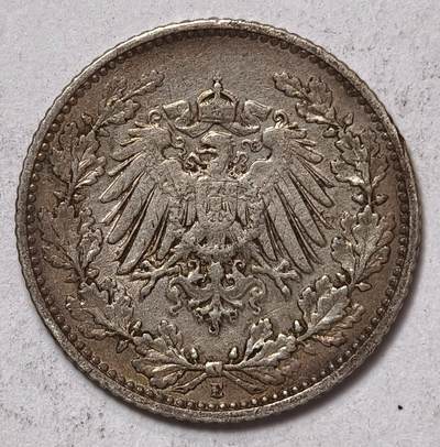 紫瑗钱币——第575期 - 德国 1908年 E版 第二帝国 1/2马克 银币 2.77克 0.9银