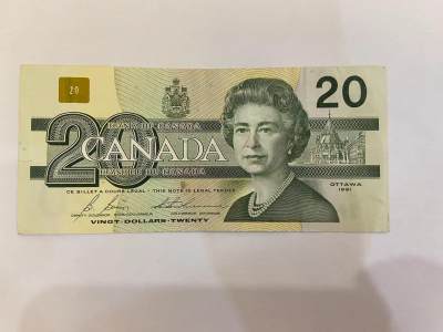 【炜奕收藏】旧钞专场，全场0+1，无最低佣金 - 早期加拿大鸟版20元纸币，XF品相