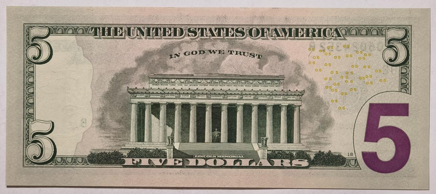 紫瑗钱币——第353期拍卖——纸币场 美国 2021年 B版 无序列 亚伯拉罕·林肯 5美元 彩色版 UNC