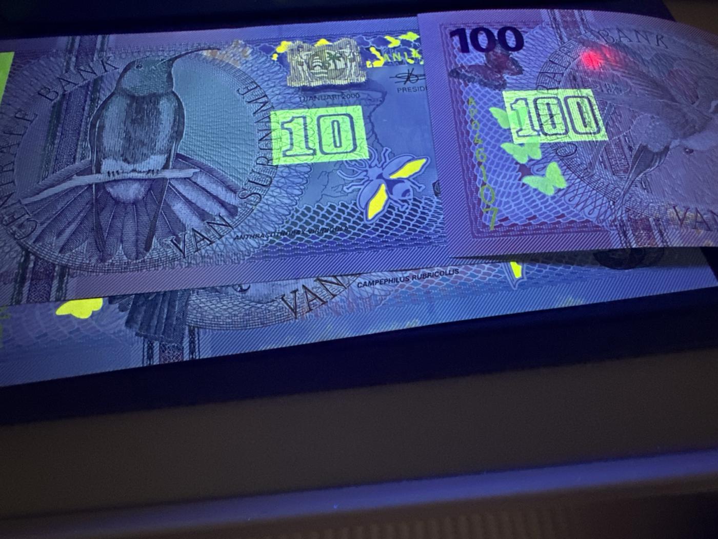 《外钞收藏家》第三百七十期（美洲纸币+其他） 苏里南2000年版套币，5/10/25/100/500/1000/5000/10000/25000盾，9枚难得的全套	P146-154 全新 除了最大面额 其他都有个别黄潮斑 最大面额25000品相好