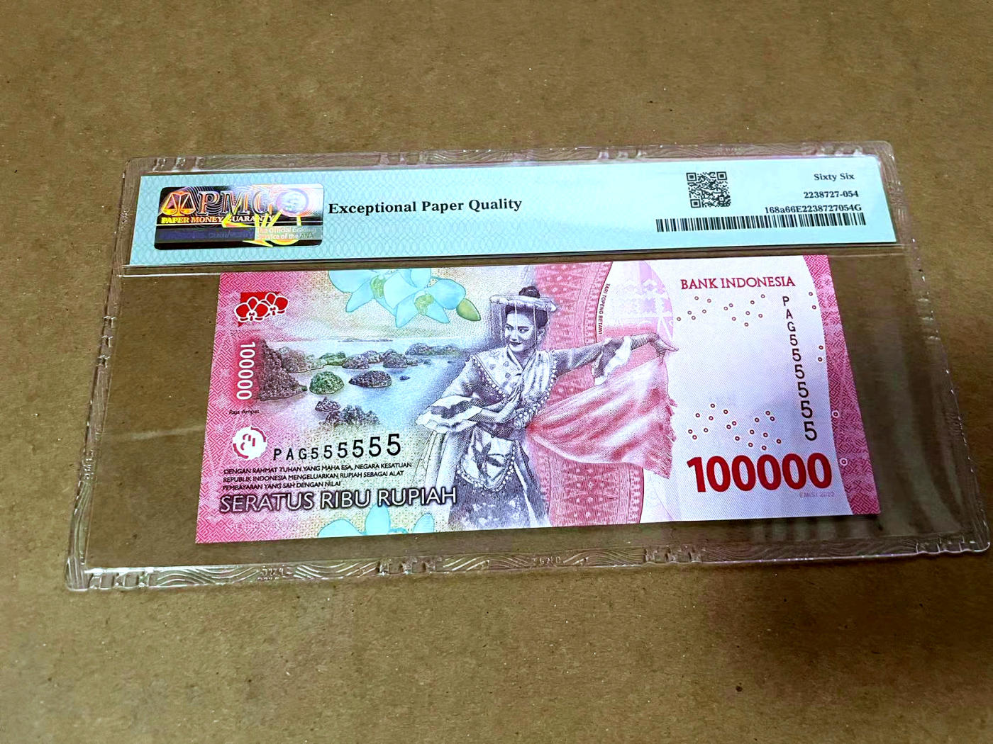 【Blue Auction】✨世界纸币精拍第480期【精】 【全同5】印尼 2022年100000卢比 PMG66EPQ  