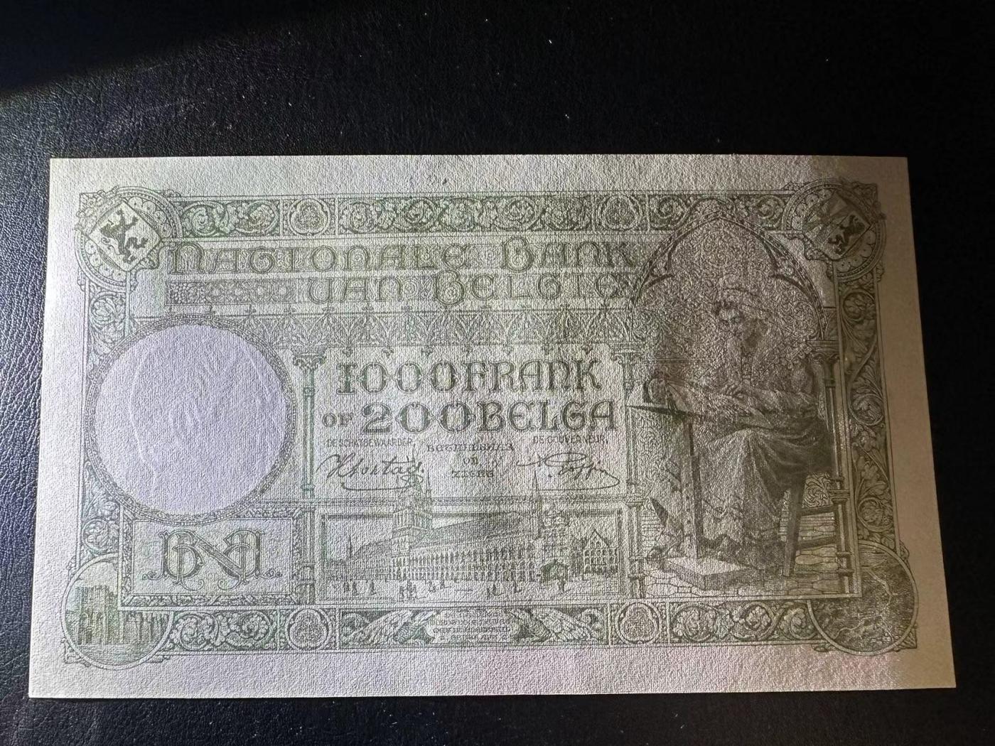 【Blue Auction】✨世界纸币精拍第480期【精】 比利时 1943年1000法郎 大票幅 UNC-