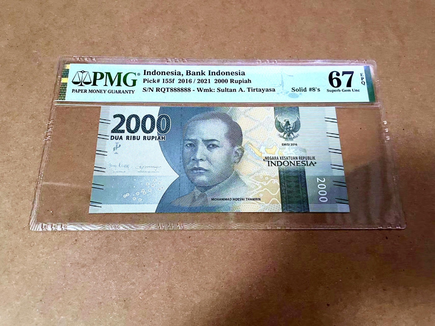 【Blue Auction】✨世界纸币精拍第480期【精】 【全同8】印尼 2016年2000卢比 PMG67EPQ 高分