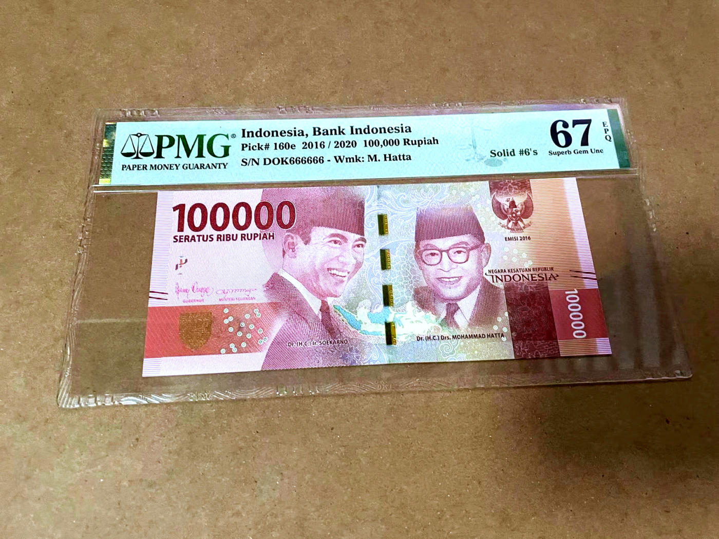 【Blue Auction】✨世界纸币精拍第480期【精】 【全同6】印尼 2016年100000卢比 PMG67EPQ 高分