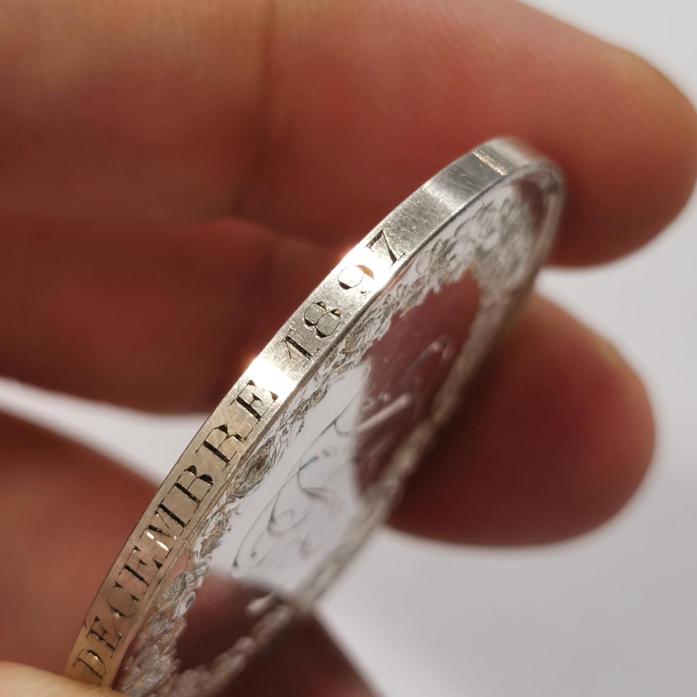 博洋堂世界钱币拍卖第078期（全场包邮） 法国结婚纪念银章 丰饶边角铭 直径约37mm，重约22.6g