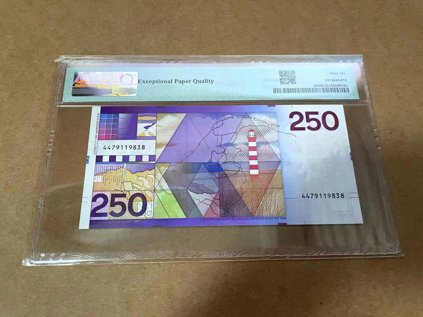【Blue Auction】✨世界纸币精拍第480期【精】 荷兰 1985年250盾 PMG66EPQ 灯塔