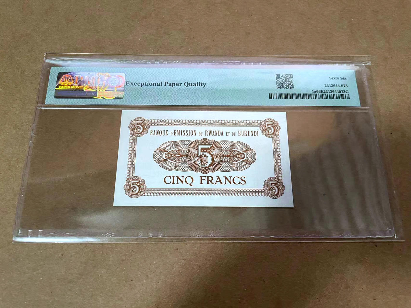 【Blue Auction】✨世界纸币精拍第480期【精】 【无47 p1a】卢旺达-布隆迪 1960-61年5法郎 PMG66EPQ 