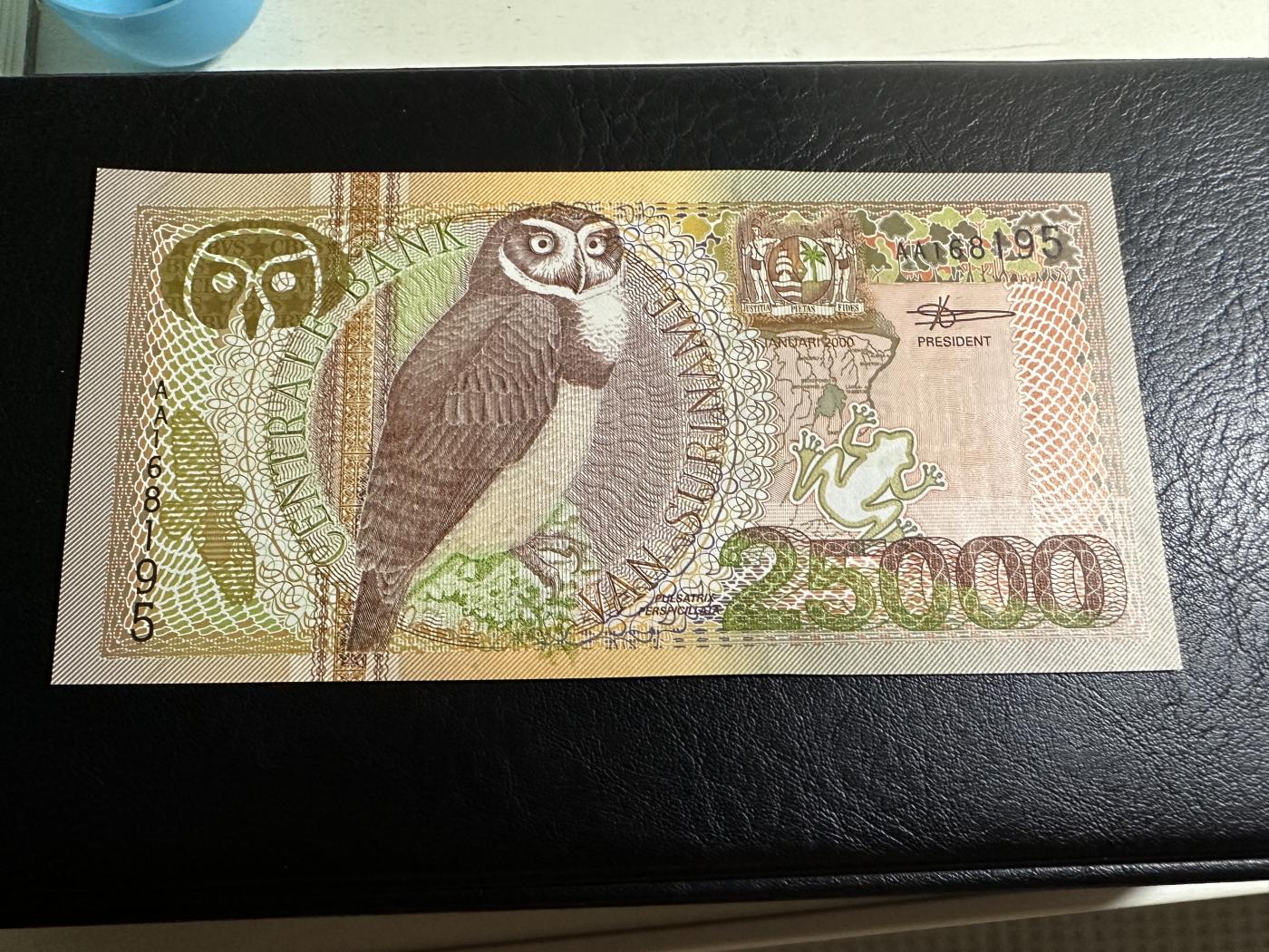 《外钞收藏家》第三百七十期（美洲纸币+其他） 苏里南2000年版套币，5/10/25/100/500/1000/5000/10000/25000盾，9枚难得的全套	P146-154 全新 除了最大面额 其他都有个别黄潮斑 最大面额25000品相好