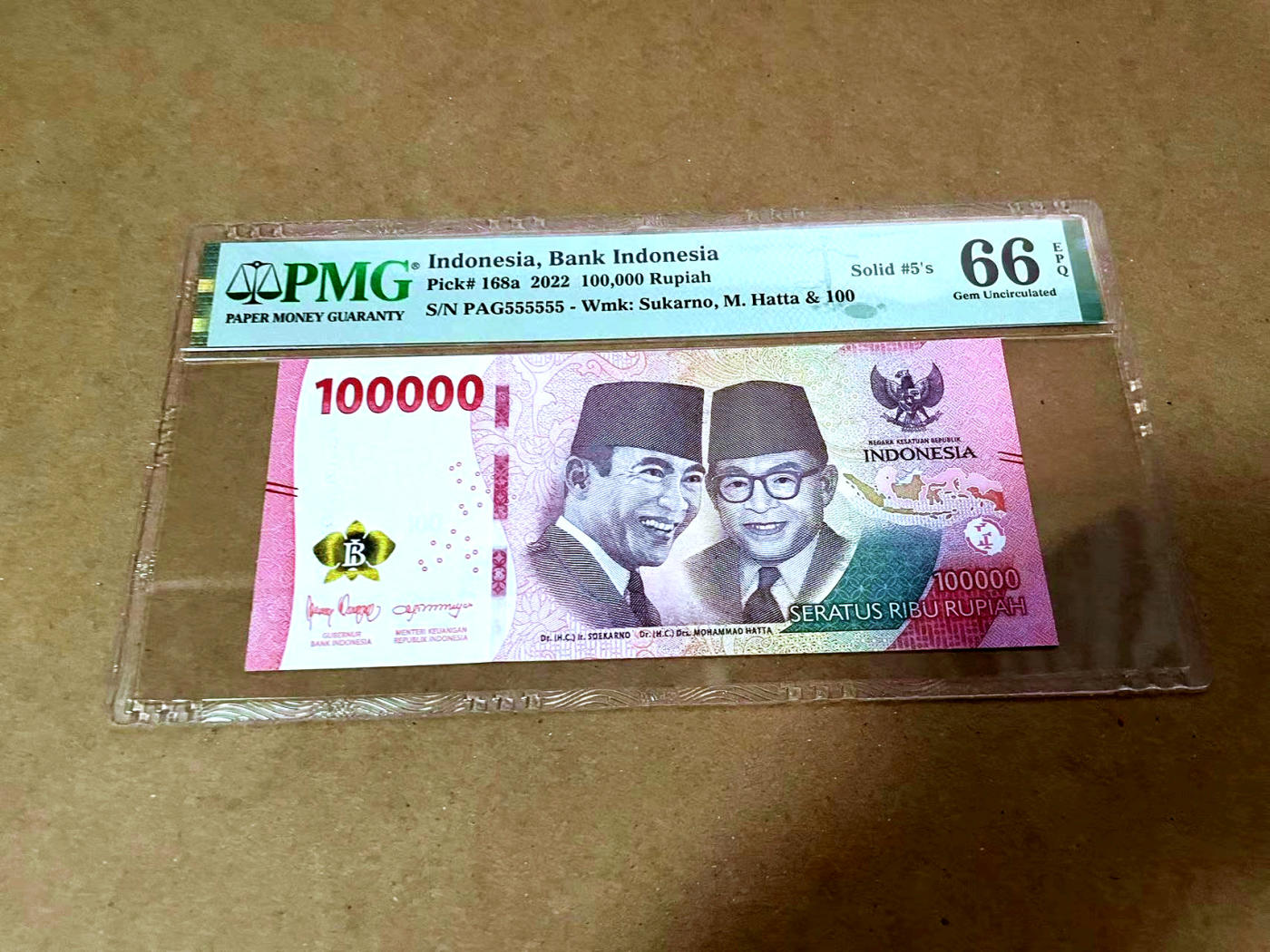 【Blue Auction】✨世界纸币精拍第480期【精】 【全同5】印尼 2022年100000卢比 PMG66EPQ  
