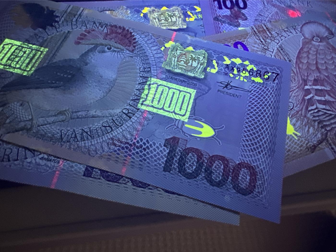 《外钞收藏家》第三百七十期（美洲纸币+其他） 苏里南2000年版套币，5/10/25/100/500/1000/5000/10000/25000盾，9枚难得的全套	P146-154 全新 除了最大面额 其他都有个别黄潮斑 最大面额25000品相好