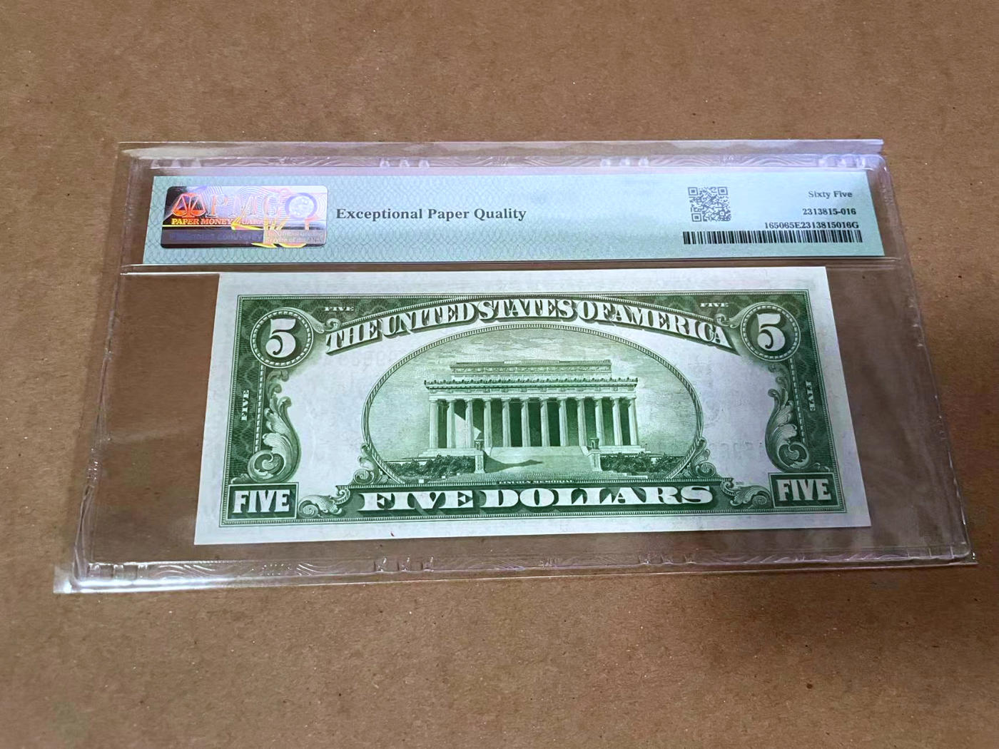 【Blue Auction】✨世界纸币精拍第480期【精】 【AA冠无47】美国 1934年5美金 银币券  PMG65EPQ