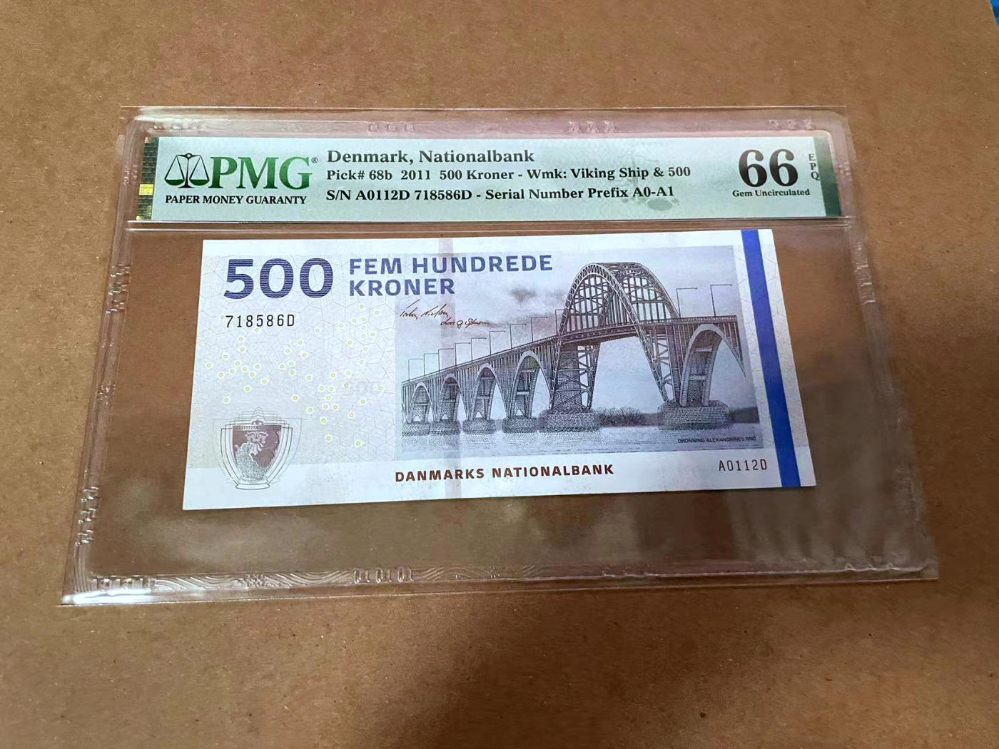 【Blue Auction】✨世界纸币精拍第480期【精】 丹麦2011年500克朗 PMG66EPQ 