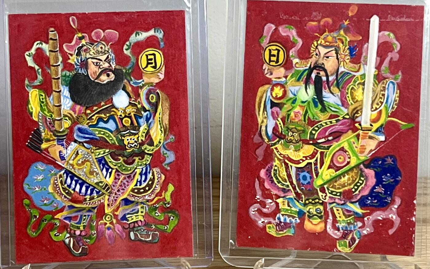 白泽拍卖卡牌专场第2期 2024 锐阳手绘卡一对 尉迟恭 秦琼 卡夹封装