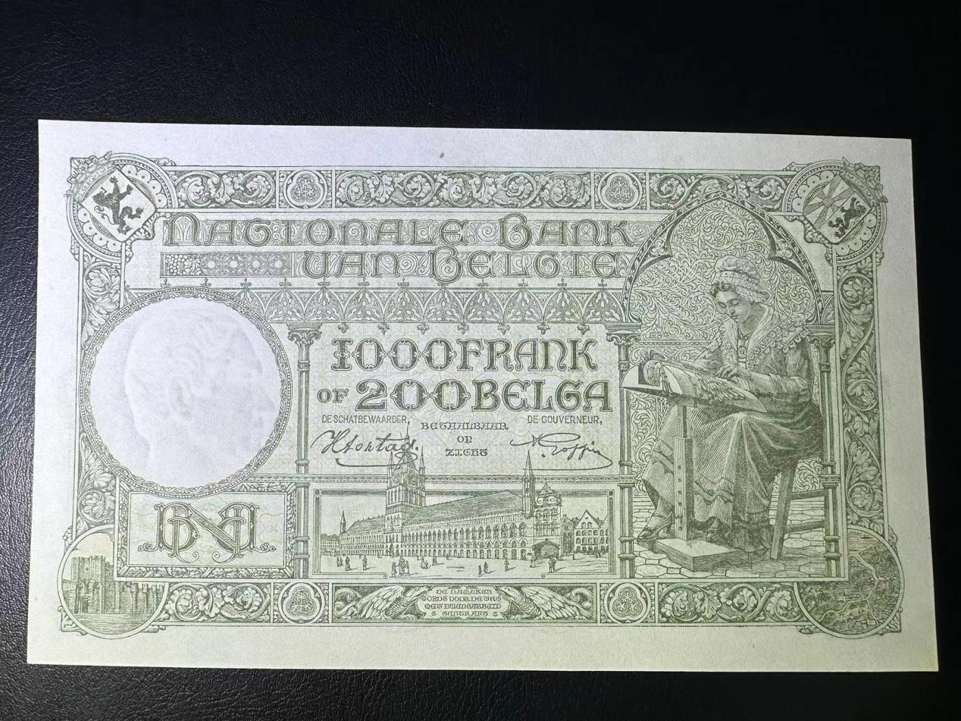 【Blue Auction】✨世界纸币精拍第480期【精】 比利时 1943年1000法郎 大票幅 UNC-