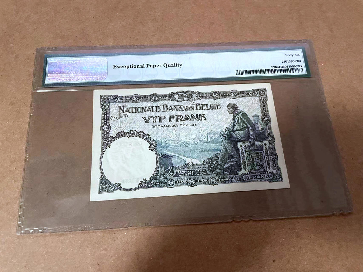 【Blue Auction】✨世界纸币精拍第480期【精】 比利时 1926年5法郎 PMG66EPQ 