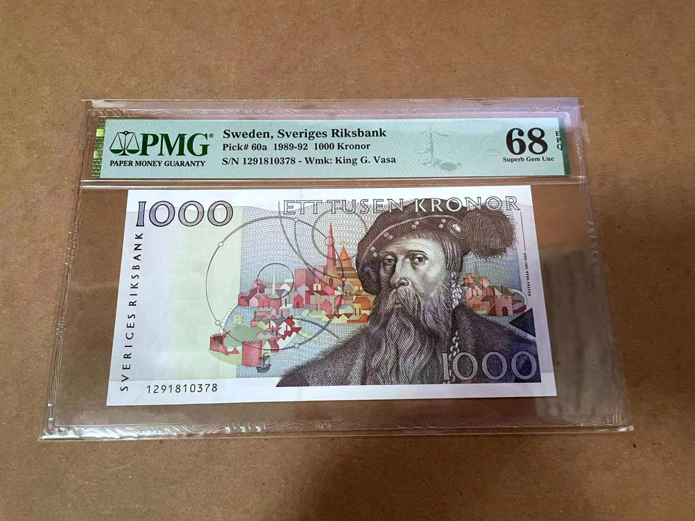 【Blue Auction】✨世界纸币精拍第480期【精】  【初版冠军分】瑞典 1989-92年1000克朗 大胡子  PMG68EPQ超高分