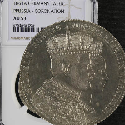 【亘邦集藏】第190期拍卖 - 1861年 普鲁士德国1塔拉 NGC AU53 6753646-096