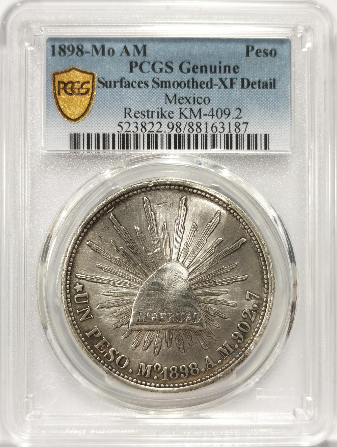 博洋堂世界钱币拍卖第078期（全场包邮） PCGS XF 墨西哥1898-Mo AM鹰洋 转光