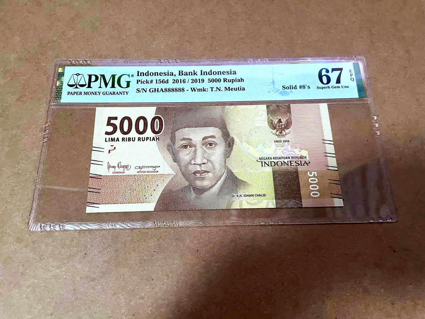 【Blue Auction】✨世界纸币精拍第480期【精】 【全同8】印尼 2016年5000卢比 PMG67EPQ 高分